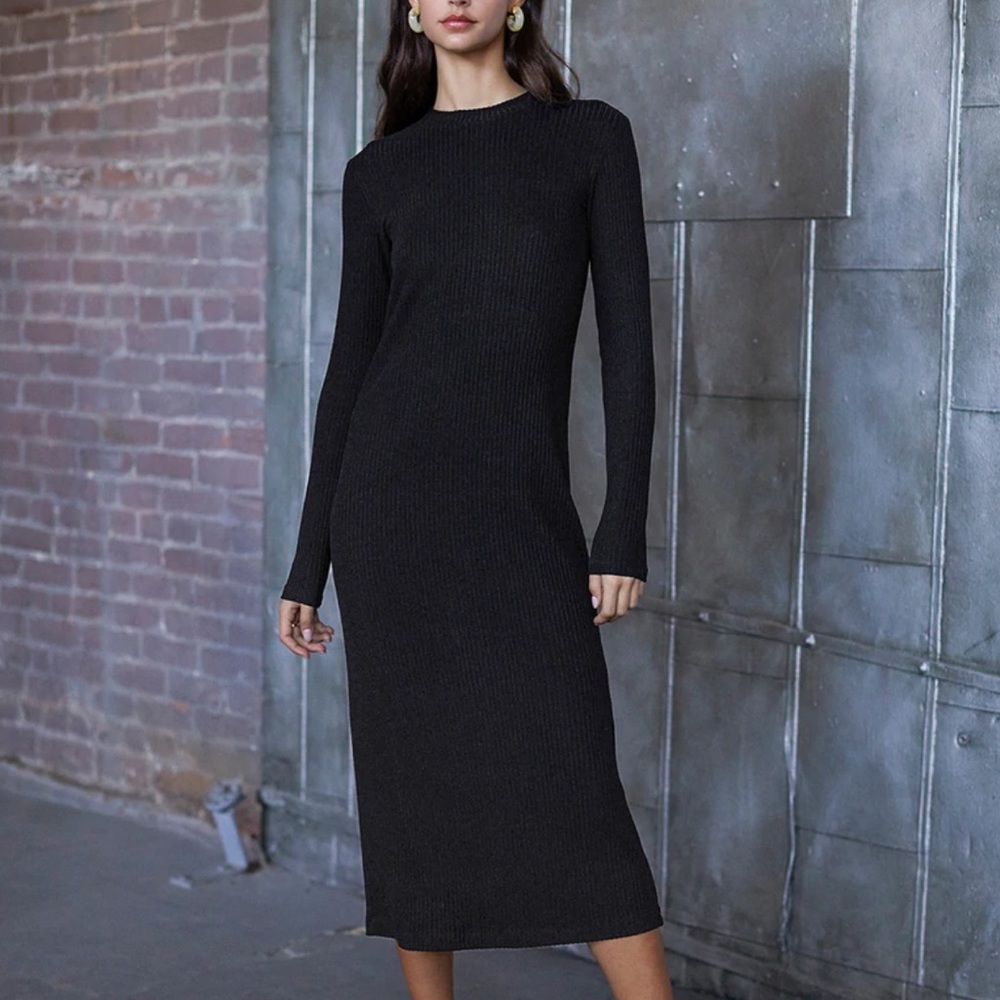 Velvet By Graham and Spencer Ribbed Black Dress